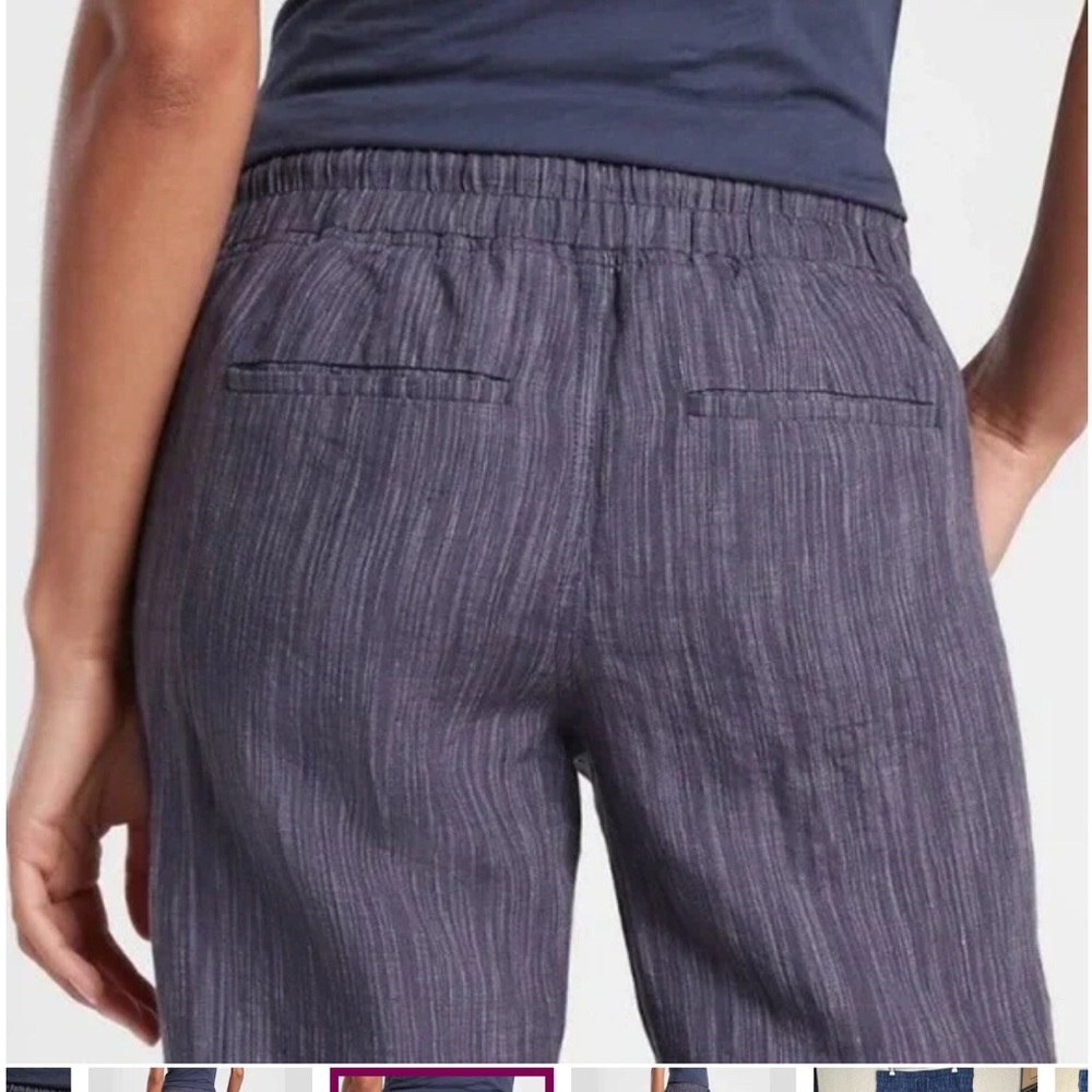 ATHLETA Cabo Linen Wide Leg Pants Blue Relaxed Resort wear Coastal grandma Sz 8 - Picture 14 of 14